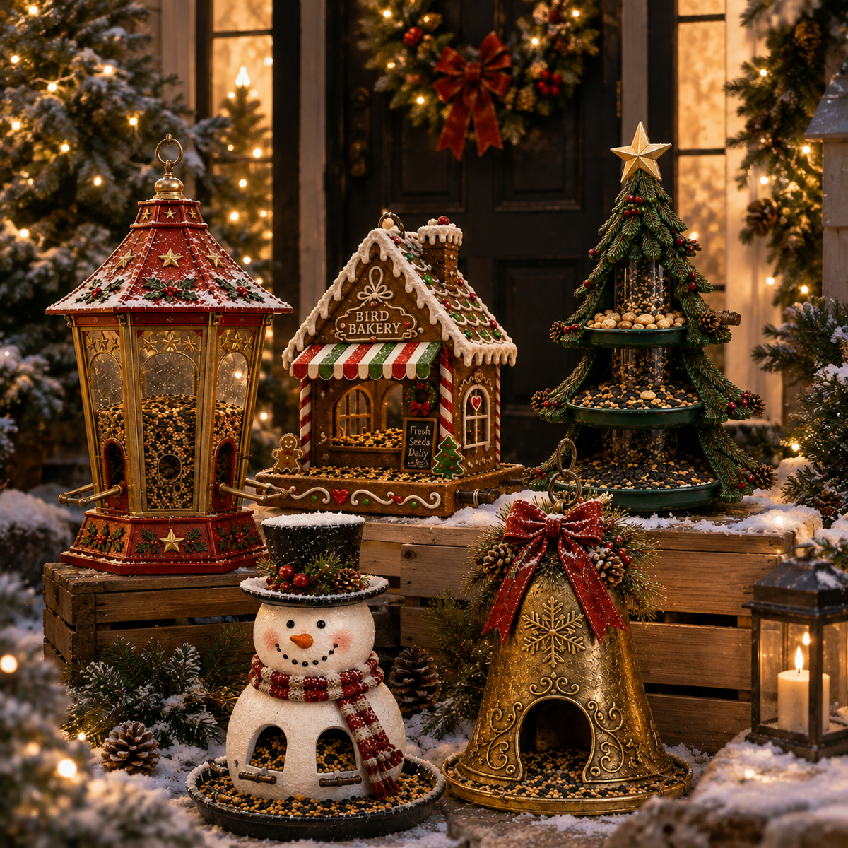 🎄 Christmas Bird Feeder – Festive Hanging Garden Feeders for Wild Birds