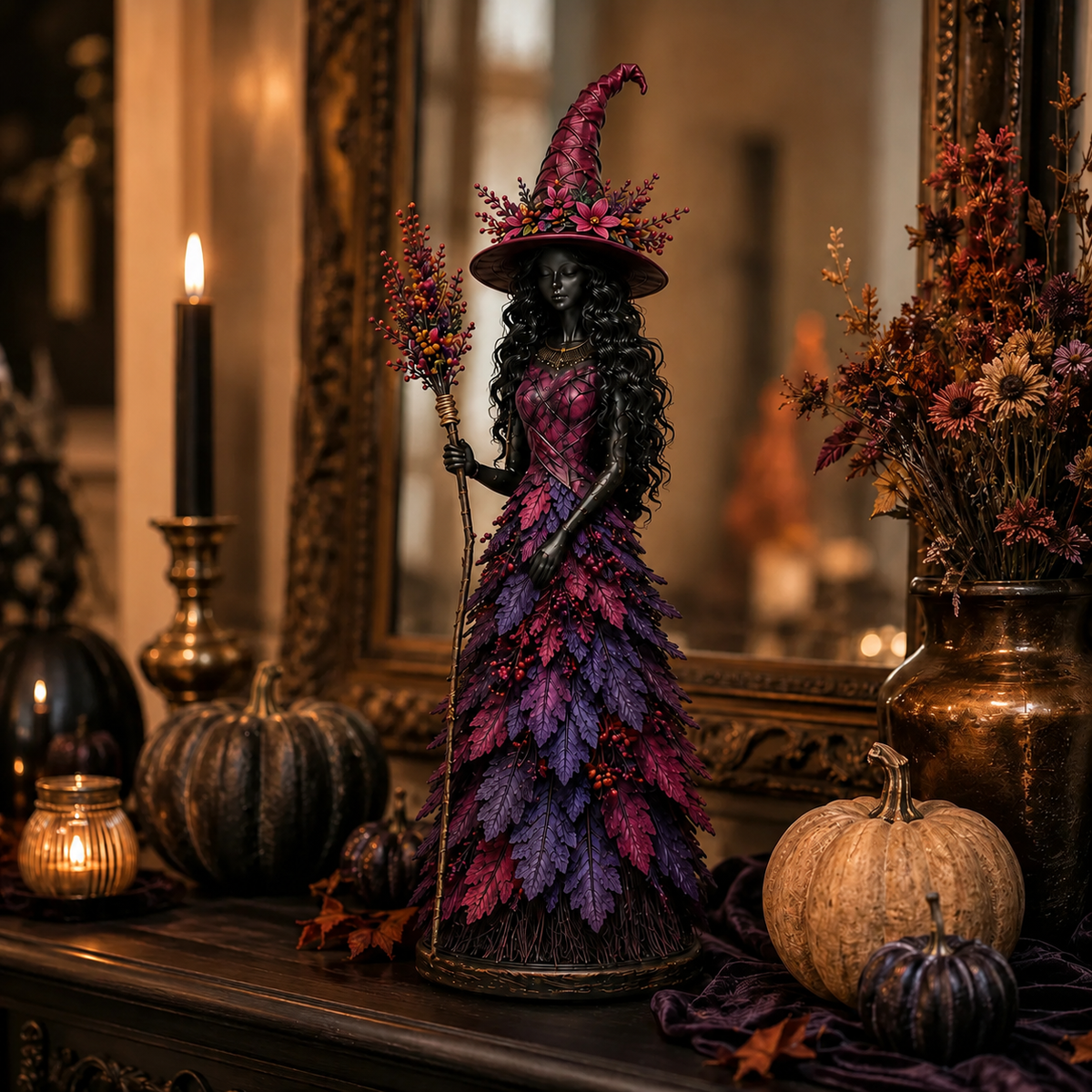 🍂 Handcrafted Autumn Leaf Magic Witch Figurine 🔮 (Free Shipping on Buy 2)