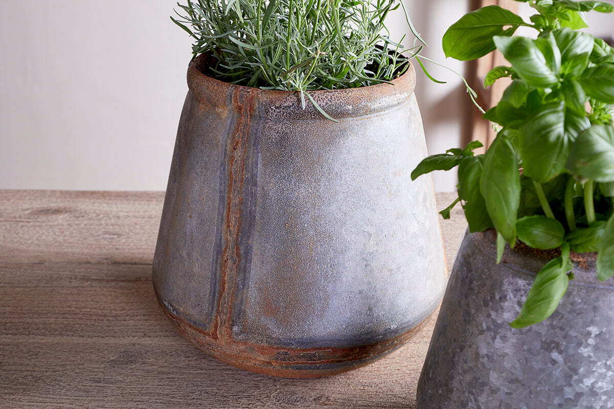 Nkuku Mamba Outdoor Planter – Aged Zinc