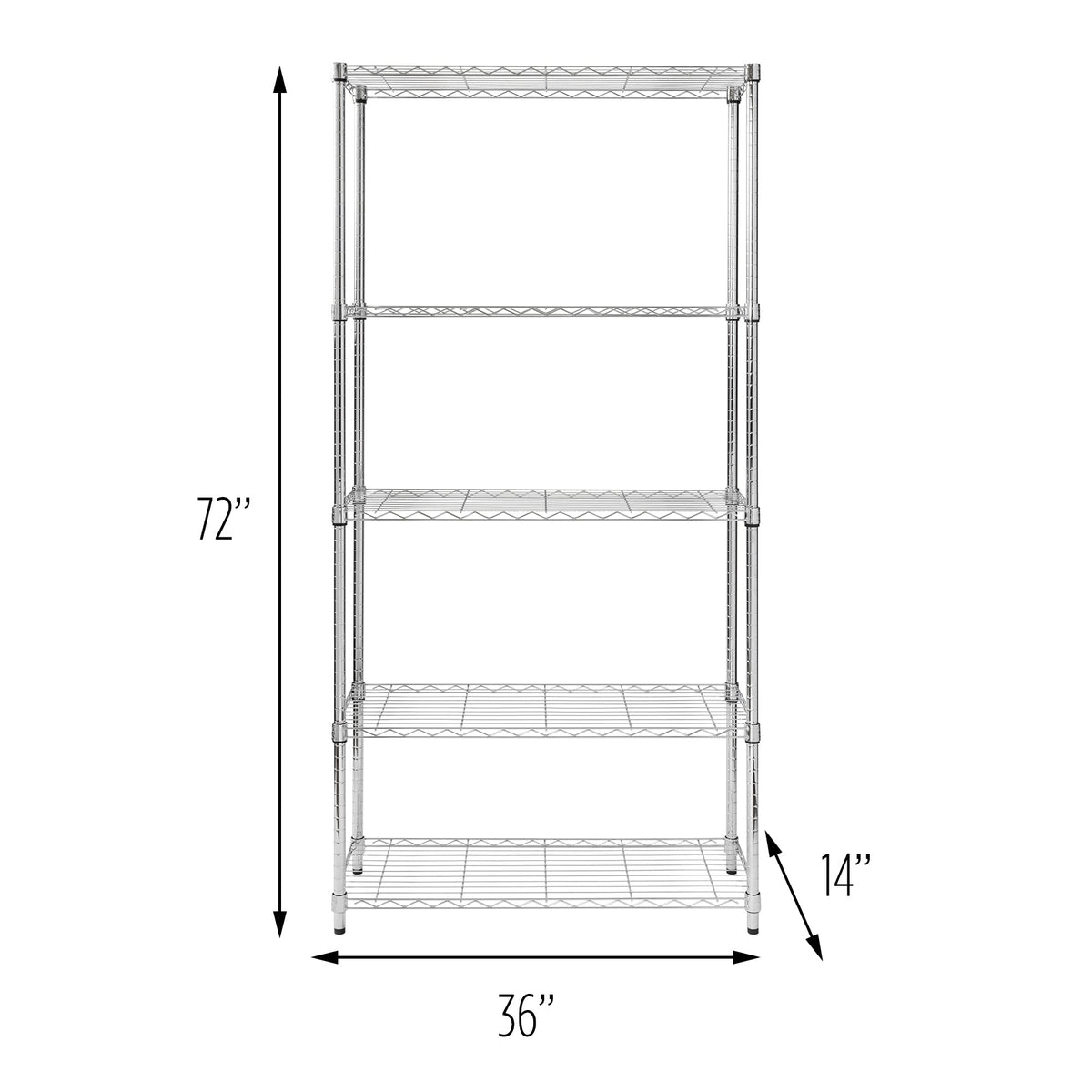 Chrome 5-Tier Heavy-Duty Shelving Unit With 200-lb Shelf Capacity