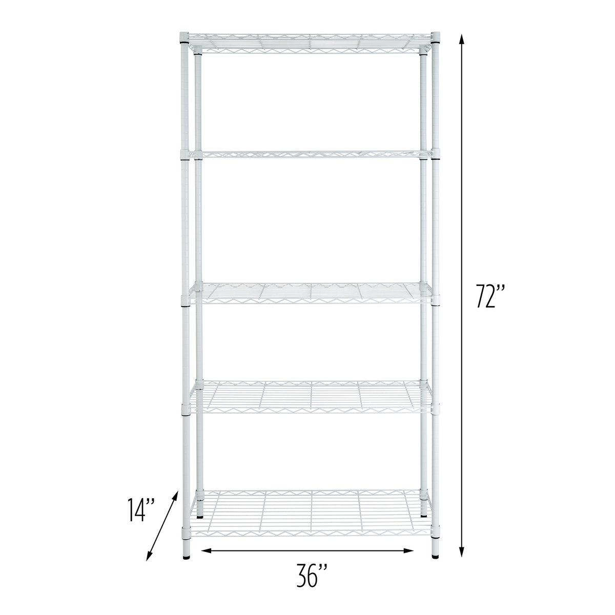 White 5-Tier Adjustable Shelving Unit with 200-lb Shelf Capacity