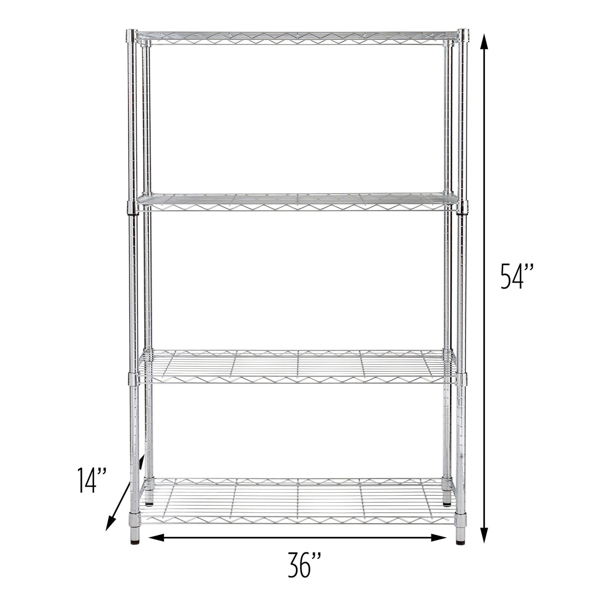 Chrome 4-Tier Heavy-Duty Shelving Unit with 250-lb Weight Capacity