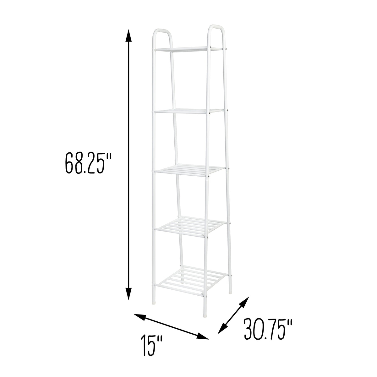 Matte White 5-Tier Metal Shelving Unit