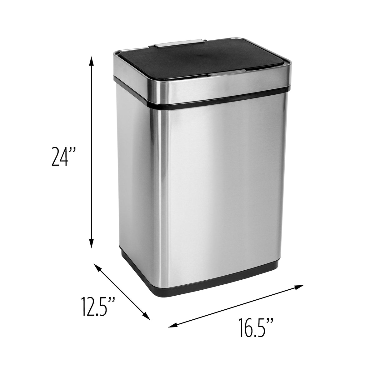 Silver 50L Stainless Steel Trash Can with Motion Sensor and Soft Close