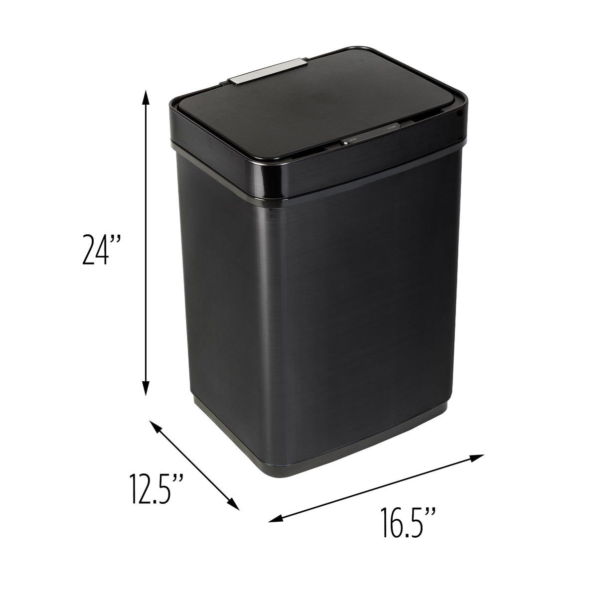 Black 50L Stainless Steel Trash Can with Motion Sensor and Soft Close