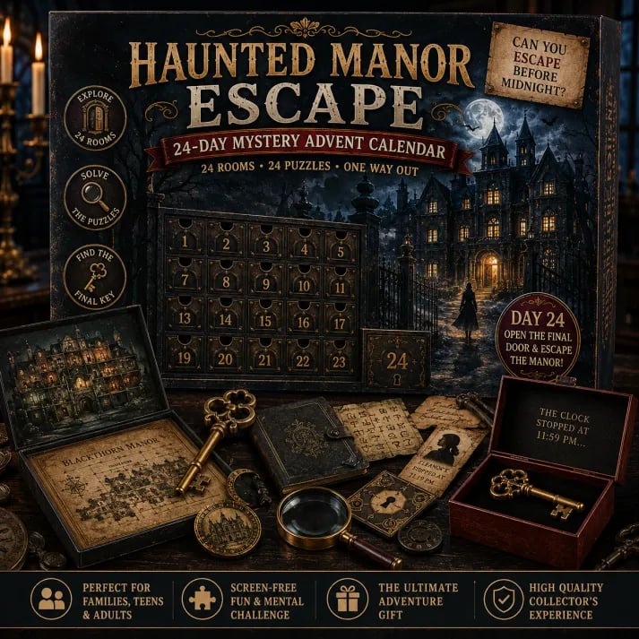 ⏳ Last Day 50% OFF – 🎁✨ 24-Day Mystery Adventure Advent Calendar Collection | 24 Clues, Hands-On Puzzles & One Final Reveal