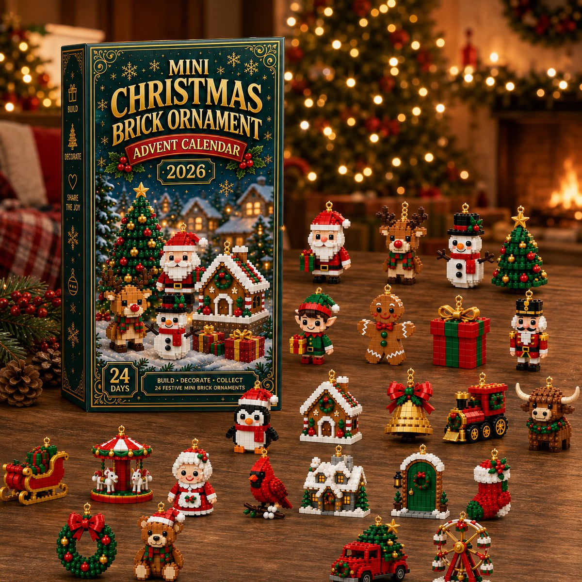 ⏳ Last day to save 49% – 🎄 24-Day Mini Christmas Ornament Advent Calendar | 24 unique festive buildable designs with hanging loops—perfect for decorating Christmas trees, wreaths, and holiday displays 🧱⏳
