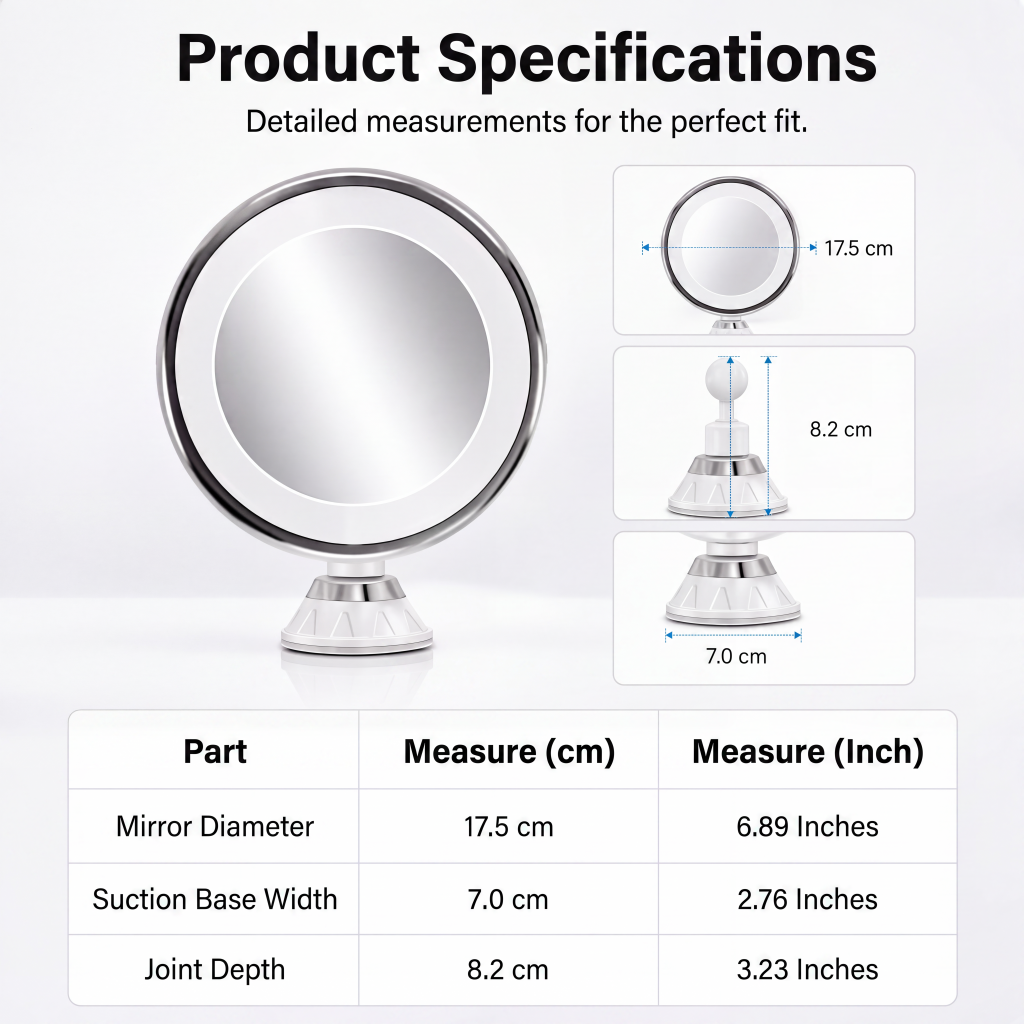 ✨OFF 50% TODAY🔍10X LED Magnifying Makeup Mirror – Drill-Free Suction & Dual Power