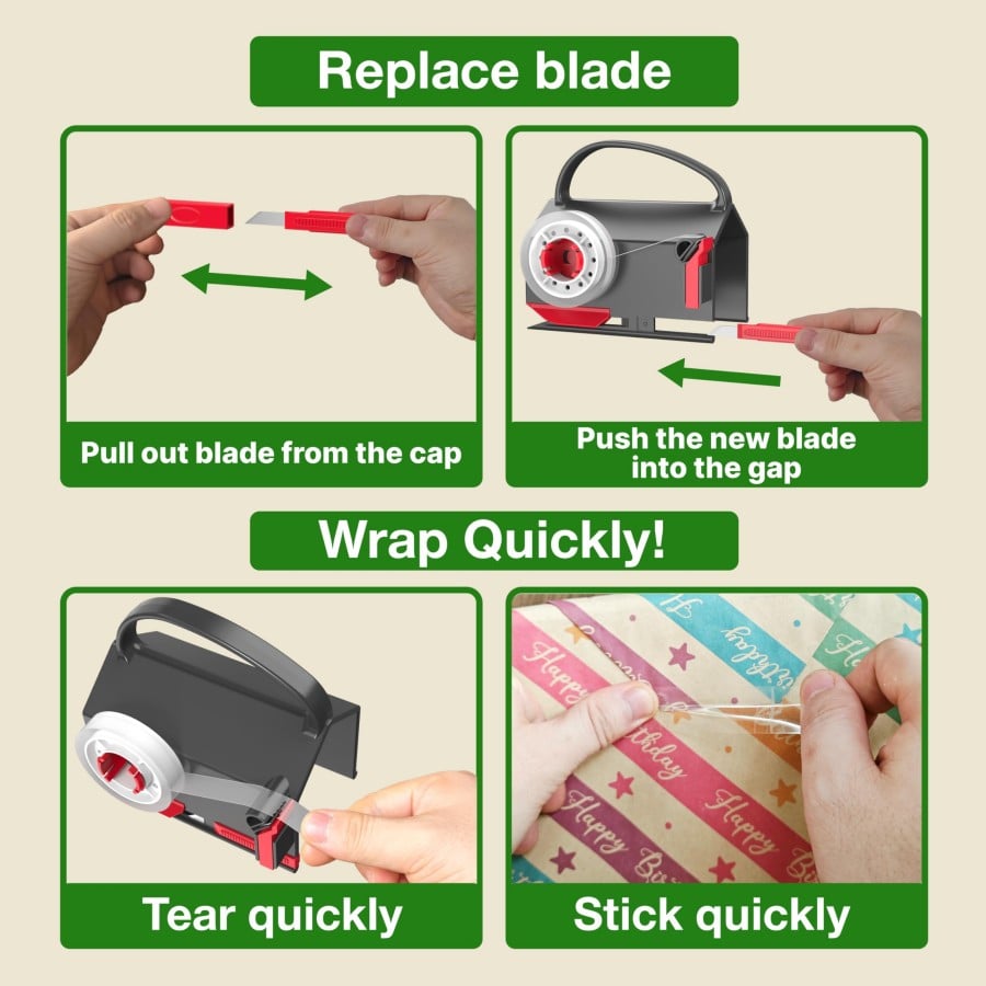 🔥HOT SALE 49% OFF - Wrapping Paper Cutter & Tape Dispenser