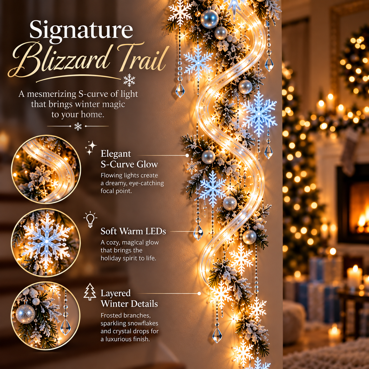 🔥70% OFF TADAY❄️ Giant Snowflake Blizzard Trail™- Let the Snowstorm Glow Indoors