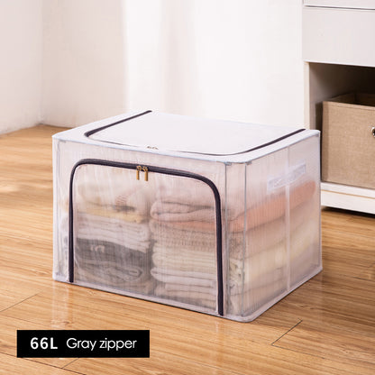 Transparent Dust-proof Thickened Foldable Storage Box Large Capacity Clothes Storage Bag with Handles and Sturdy Zipper
