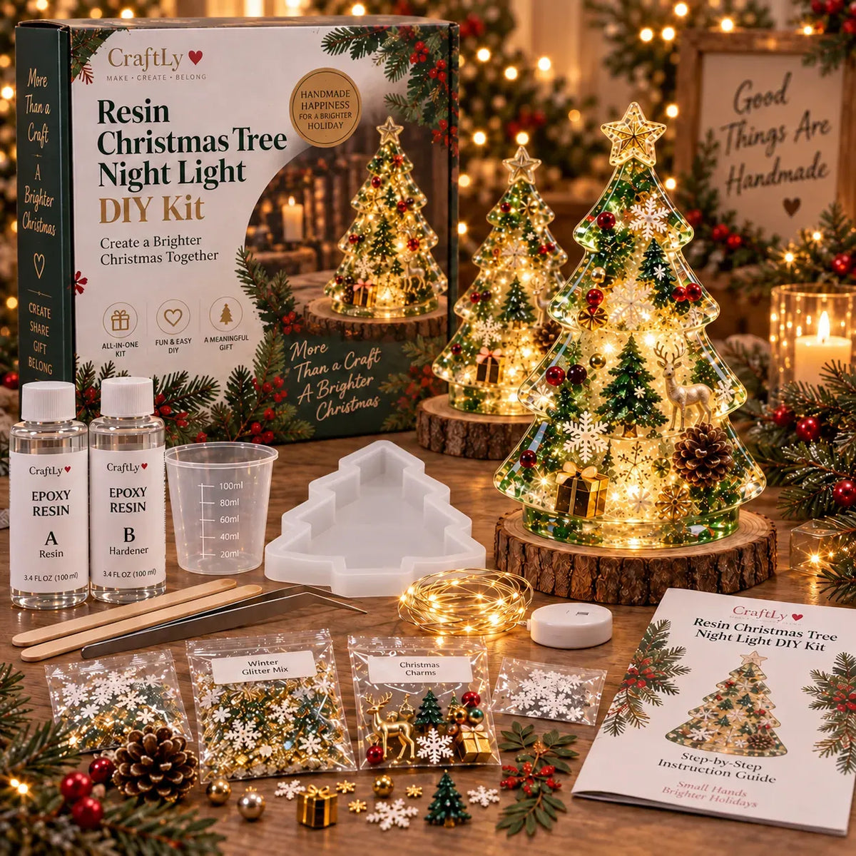 🎄 DIY Christmas Tree Night Light Kit — 💕 Step-by-Step Guide Included