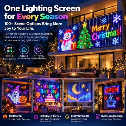 ✨ Turn Your Balcony Into A Giant LED Light Show! 🎄 Smart 400-LED Animated Mesh Screen 🎆📱