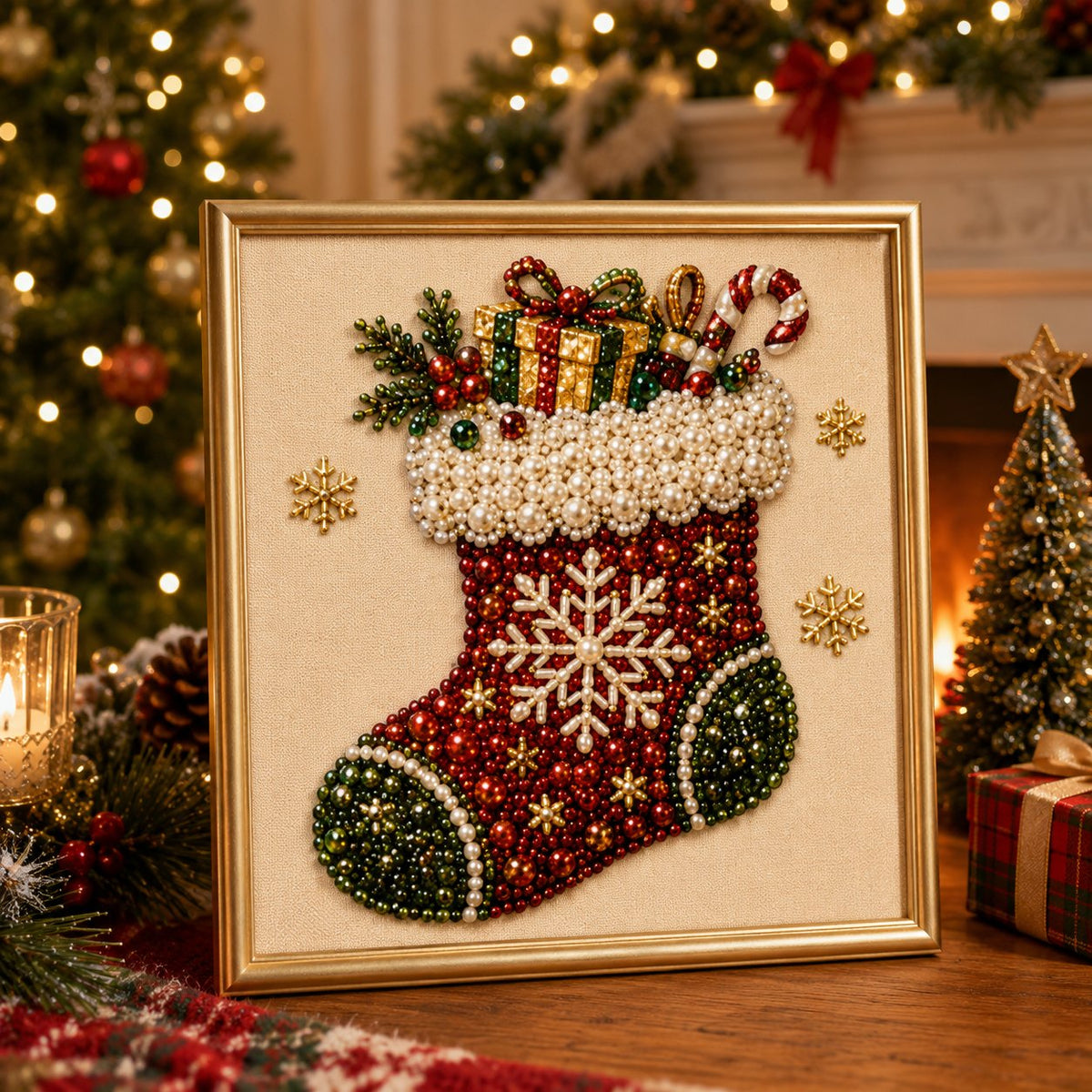 🧘Relaxing & Beginner-Friendly💎DIY Christmas Pearl Diamond Painting Art Kit With Frame(✨Crafted to be a beautiful future heirloom)