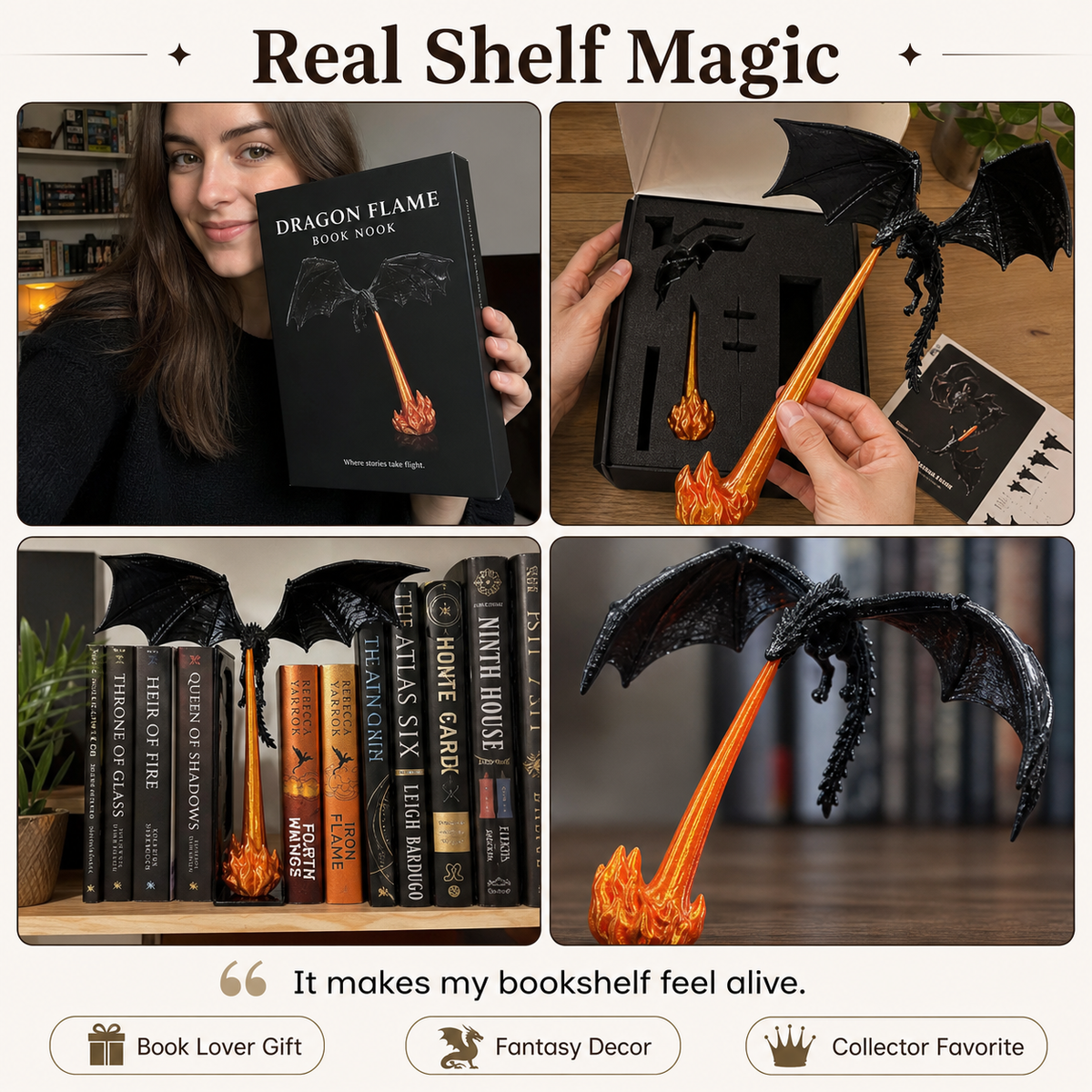 🔥 HOT SALE 🔥🐉Naotstore - Dragon Flame Book Nook