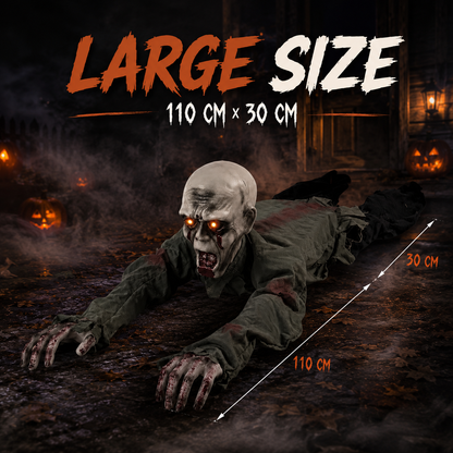 🧟 Animated Crawling Zombie Prop  – Sound-Activated Scare With Red Eyes 🎃