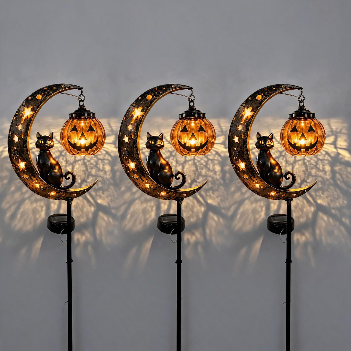 🔥 55% OFF TODAY 👻 Solar Halloween Garden Stake Light with Black Cat & Pumpkin