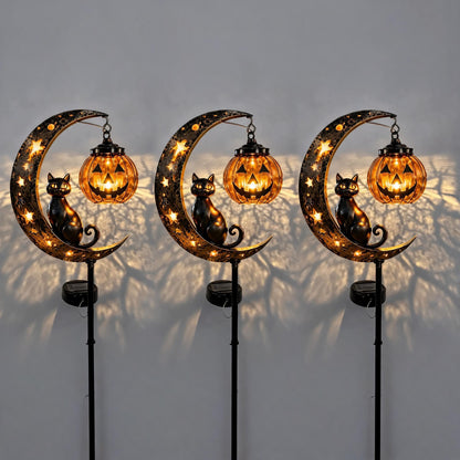 🔥 55% OFF TODAY 👻 Solar Halloween Garden Stake Light with Black Cat & Pumpkin