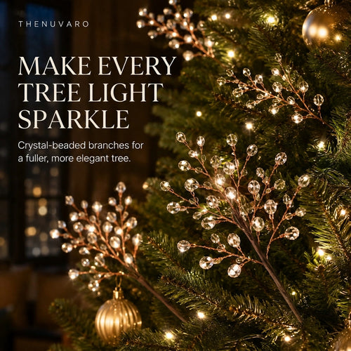 ✨ Crystal Beaded Christmas Tree Branch Picks – Instant Sparkle & Fuller Holiday Décor