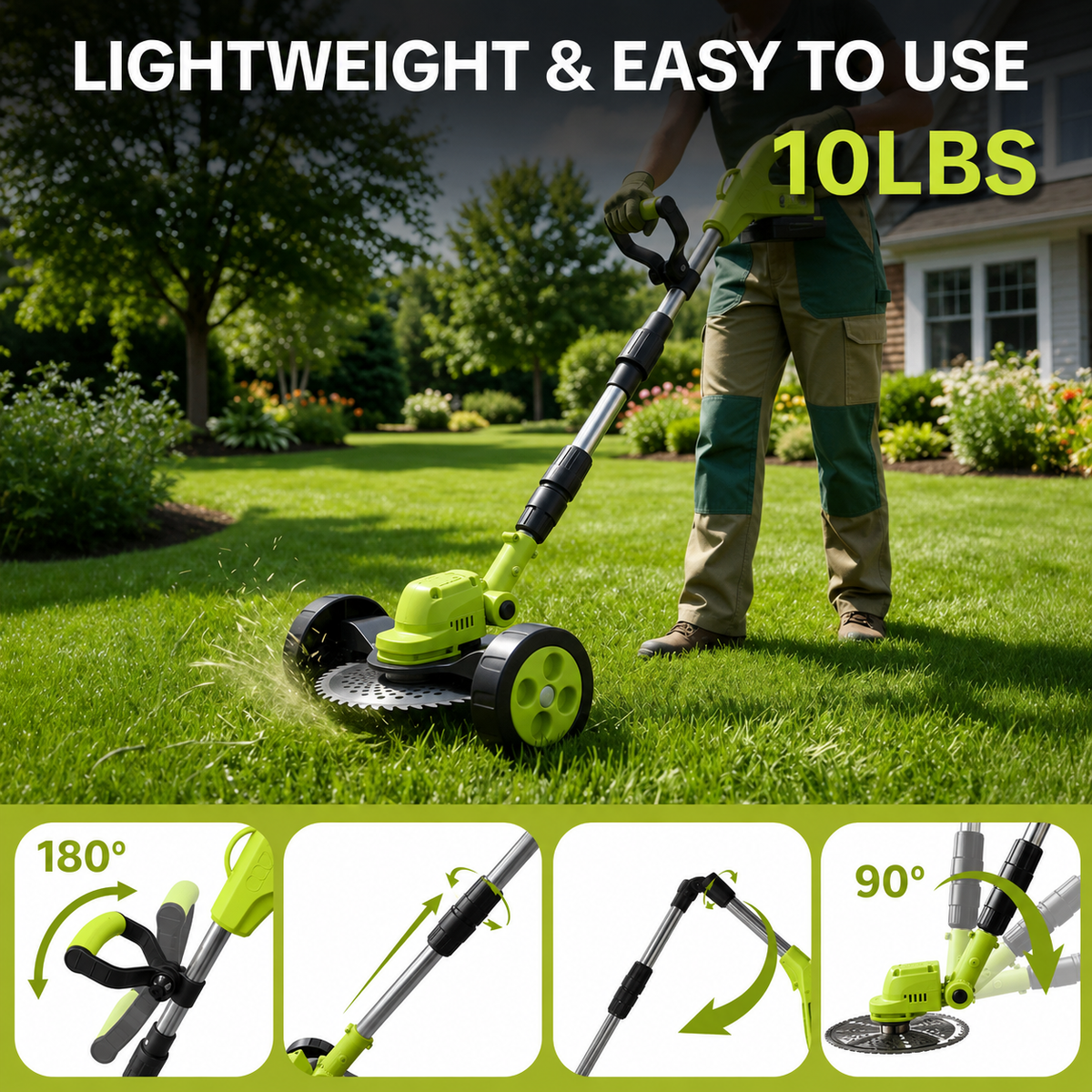 🌿Limited-time 50% OFF ⚡3-in-1 Cordless Lawn Mower – Lightweight Grass Trimmer & Edger with 2×21V Batteries🔋