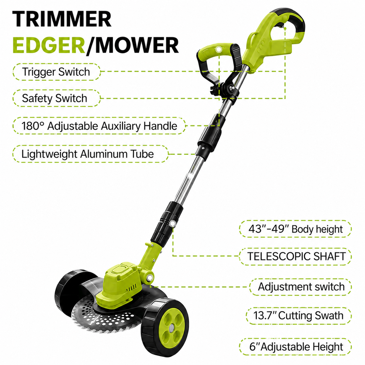 🌿Limited-time 50% OFF ⚡3-in-1 Cordless Lawn Mower – Lightweight Grass Trimmer & Edger with 2×21V Batteries🔋