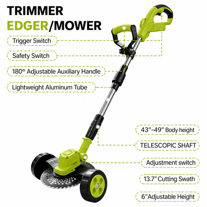 🌿Limited-time 50% OFF ⚡3-in-1 Cordless Lawn Mower – Lightweight Grass Trimmer & Edger with 2×21V Batteries🔋
