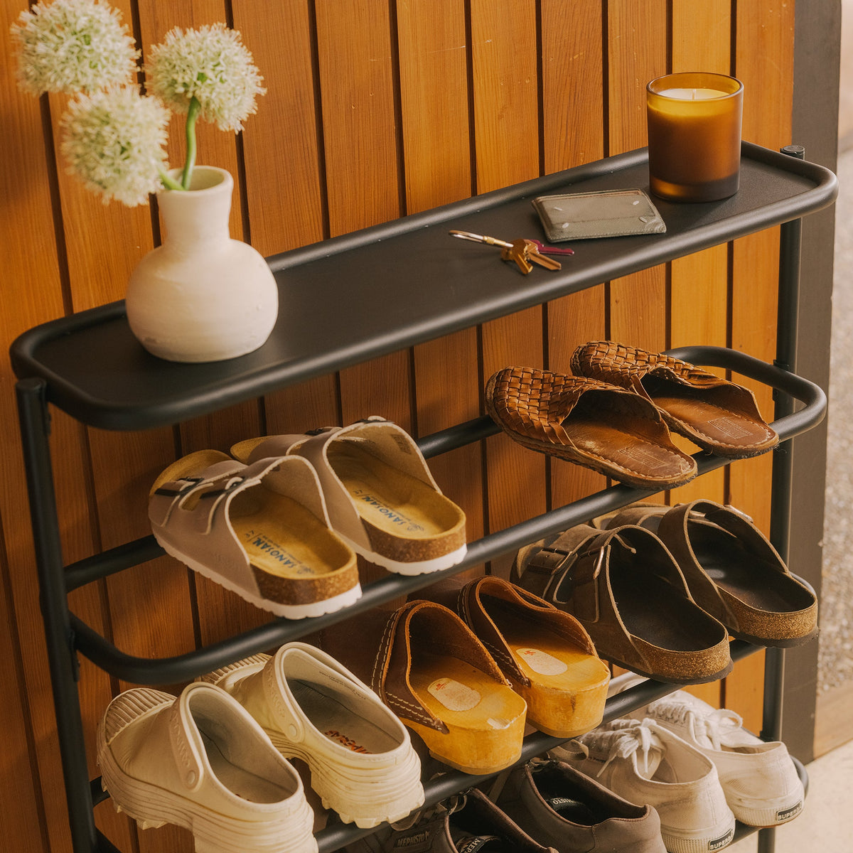 Obround Shoe Rack - Tall - Steel - Black