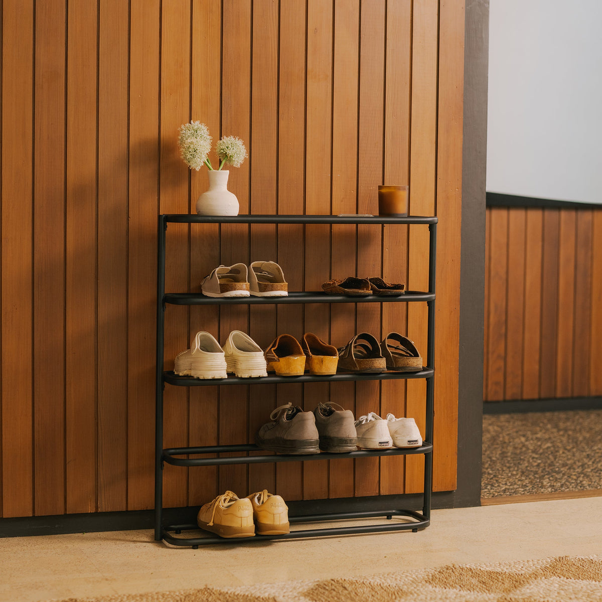Obround Shoe Rack - Tall - Steel - Black