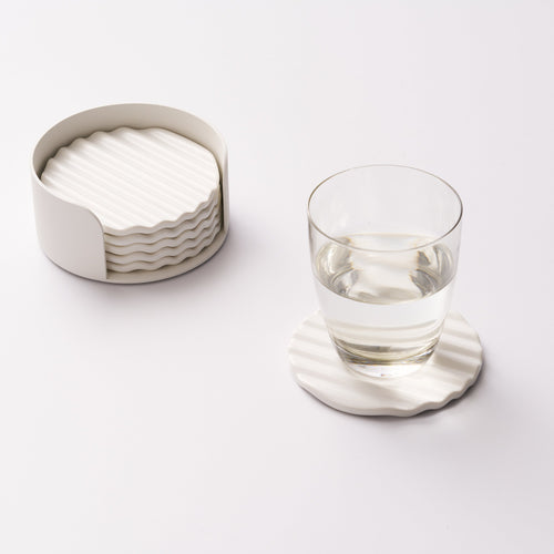 Wave Coaster Set - Ceramic + Steel