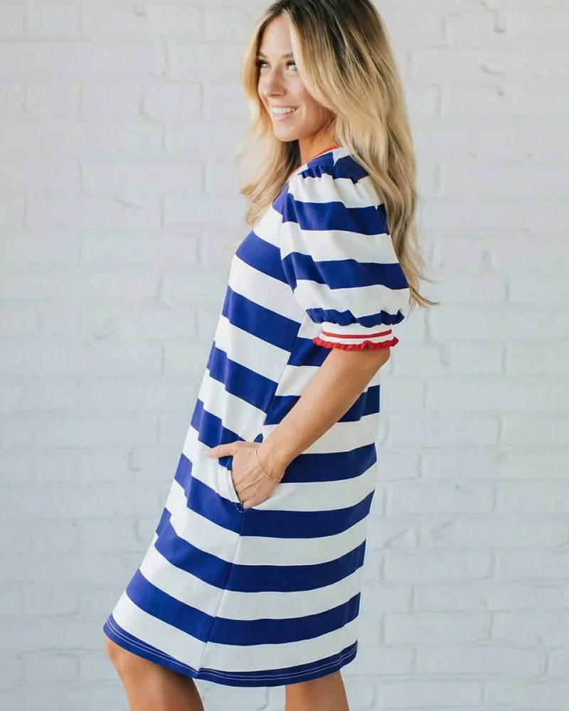Women's Summer Striped Shift Mini Dress