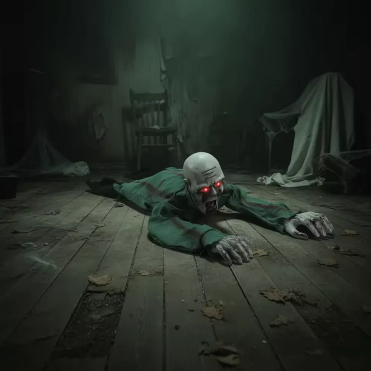 🧟 Animated Crawling Zombie Prop  – Sound-Activated Scare With Red Eyes 🎃