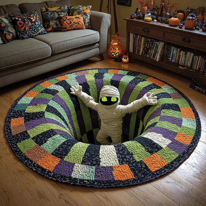 🔥 Limited time 55% OFF🎃3D Skeleton Vortex Quilted Round Halloween Rug