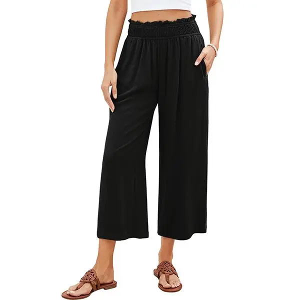 Hose mit hoher Taille und weitem Bein