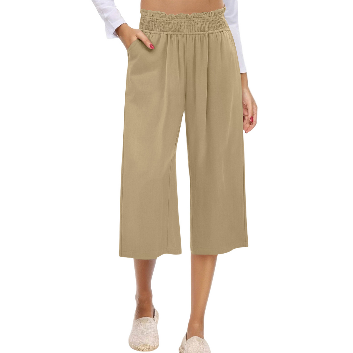 Hose mit hoher Taille und weitem Bein