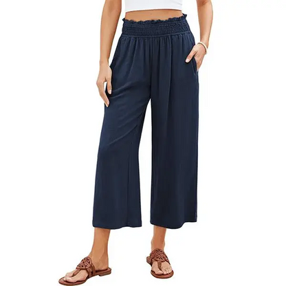 Hose mit hoher Taille und weitem Bein
