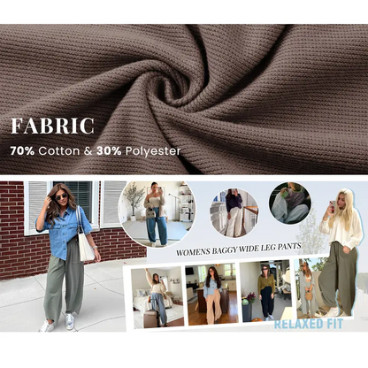 Womens Baggy Wide Leg Pants Casual Elastic Waisted Palazzo Harem Pants with Pockets