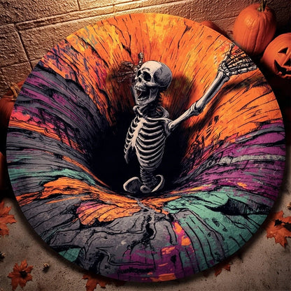 🔥 55% OFF TODAY 🎃3D Skeleton Vortex Quilted Round Halloween Rug