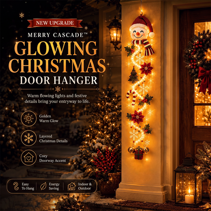 ⏳ Last Day 49% OFF – 🎄MerryCascade™ Glowing Christmas Door Hanger | 6 Festive Light Designs✨