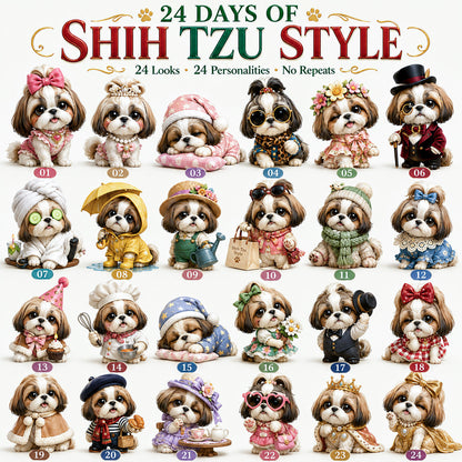 🔥HOT SALE 50% OFF🎀 24 Days of Shih Tzu Style Advent Calendar – 24 Unique Shih Tzu Collectibles ✨🐾