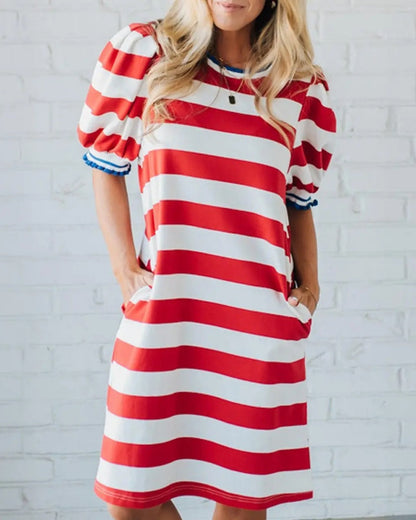 Women's Summer Striped Shift Mini Dress