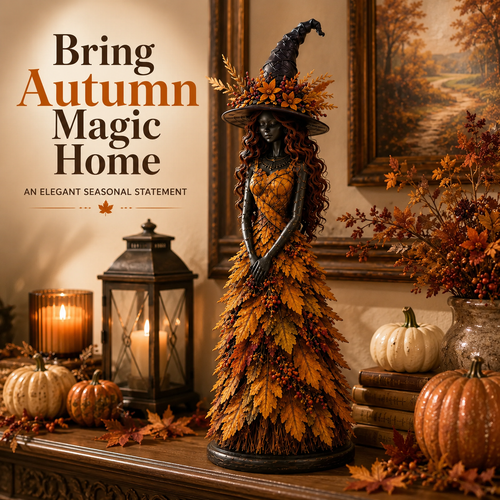 🍂 Handcrafted Autumn Leaf Magic Witch Figurine 🔮 (Free Shipping on Buy 2)