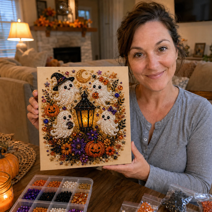 💥LAST DAY  55% OFF👻✨ Halloween Pearl Art DIY Kit – Turn Tiny Pearls into Spooky-Cute Magic