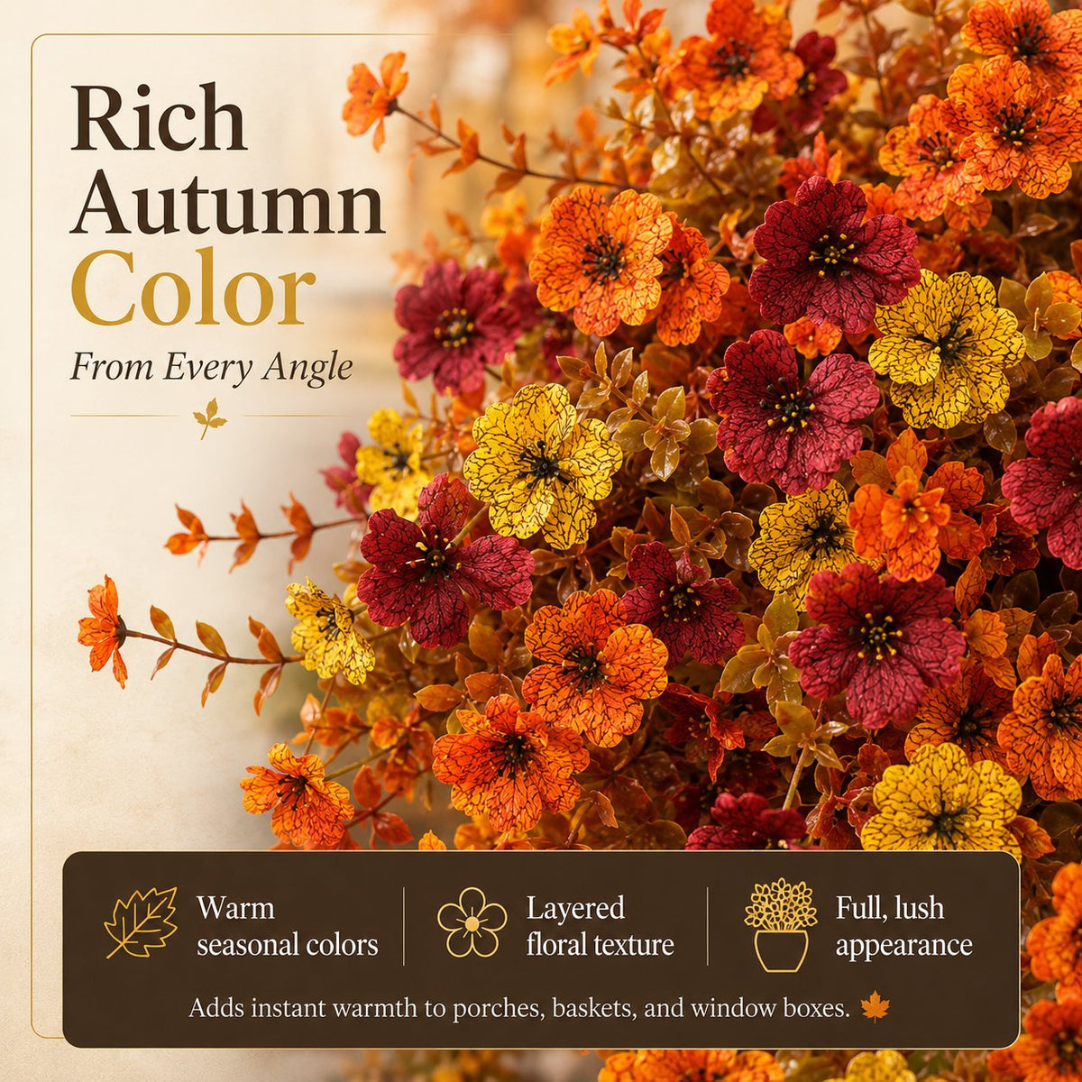 🍂 Fall Porch Faux Flower Bundles – Rustic Outdoor Autumn Decor