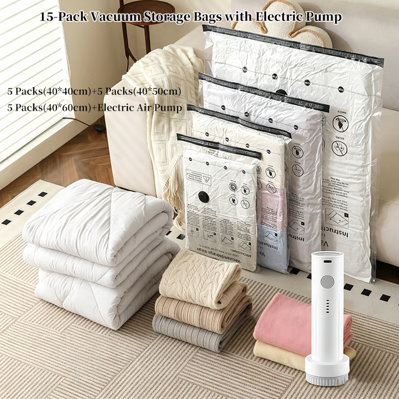 🔥LAST DAY 54% OFF - 🔥15-Pack Vacuum Storage Bags with Electric Pump