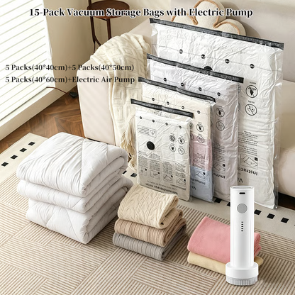 🔥LAST DAY 54% OFF - 🔥15-Pack Vacuum Storage Bags with Electric Pump