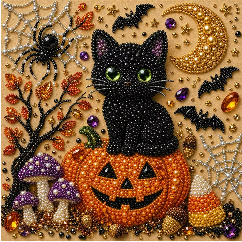 💥 Limited Time 49% OFF – 👻✨ Halloween Pearl Art DIY Kit – Create Spooky-Cute Magic