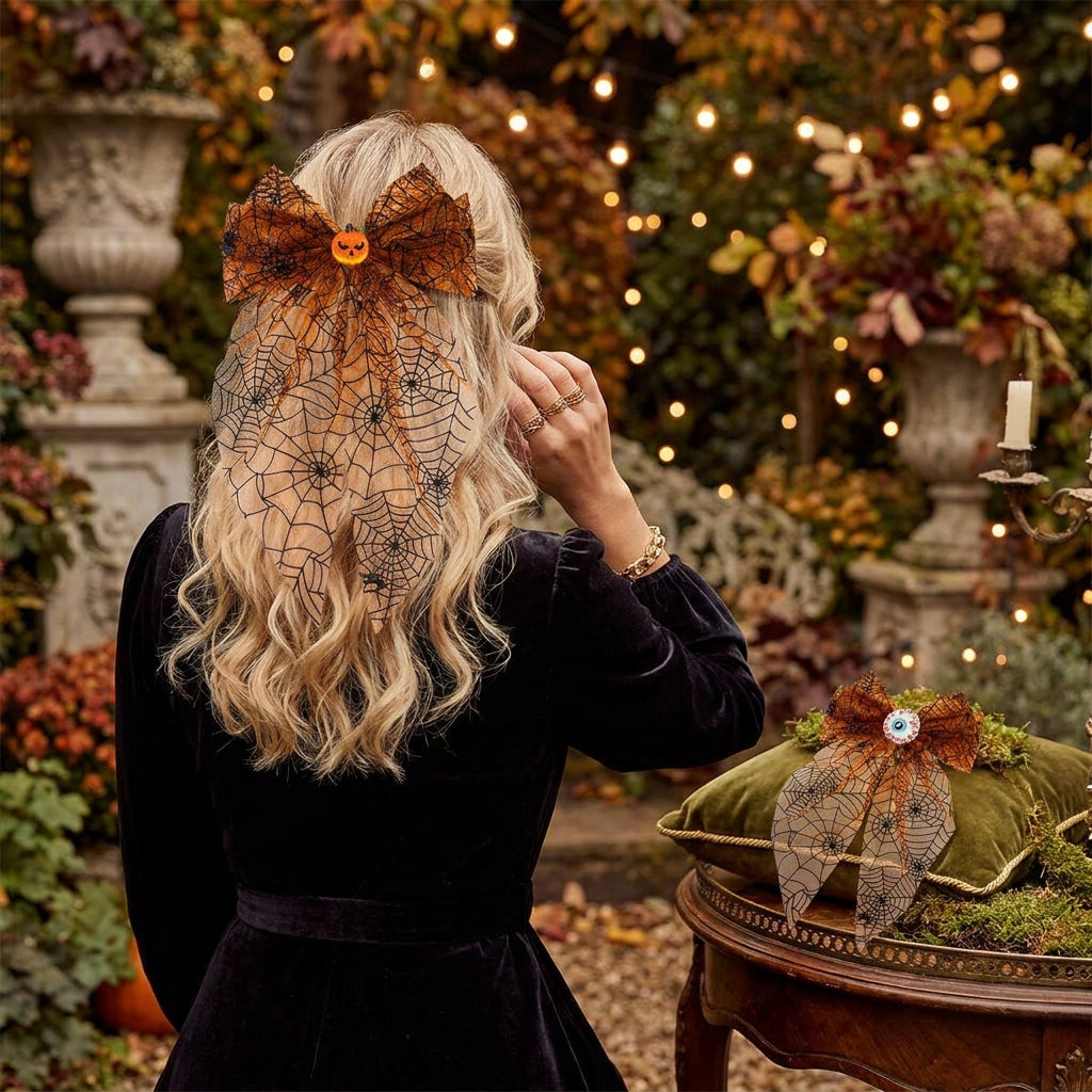 🖤The Spooky-Chic Hair Accessory Everyone Will Notice -Your Halloween Hair Needs This Spiderweb Bow 🎀