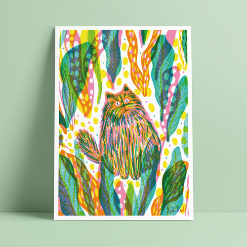 Print 24 "Gato con plantas"