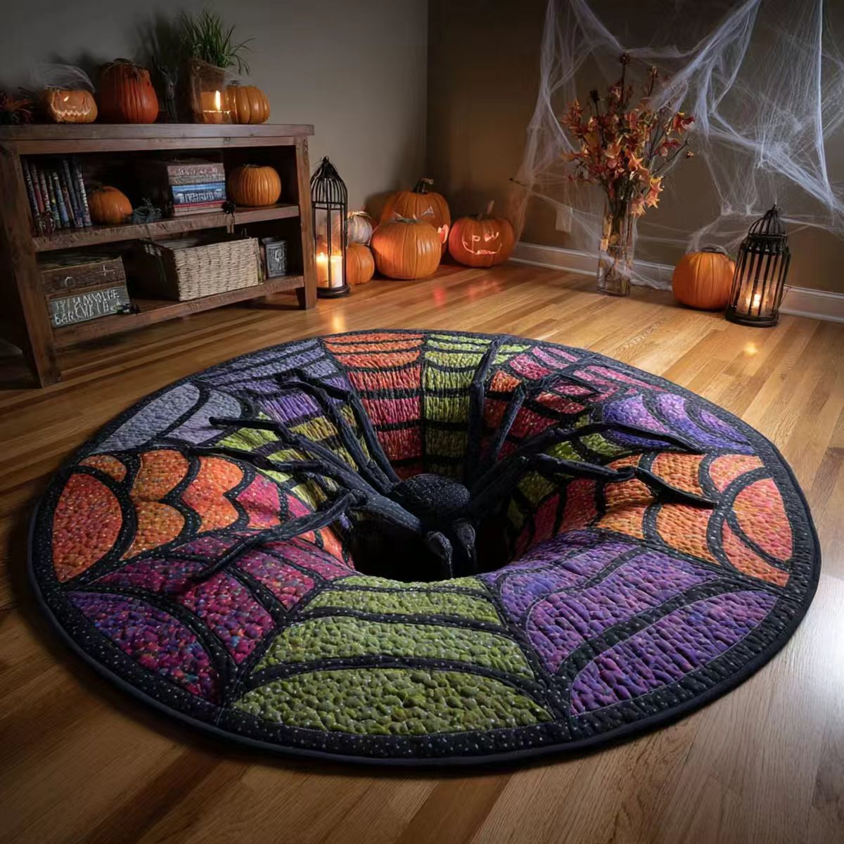 🔥 Limited time 55% OFF🎃3D Skeleton Vortex Quilted Round Halloween Rug