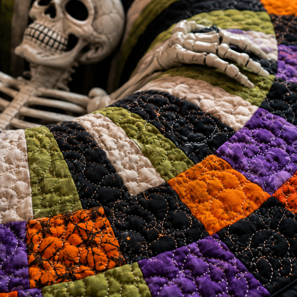 🔥 Limited time 55% OFF🎃3D Skeleton Vortex Quilted Round Halloween Rug